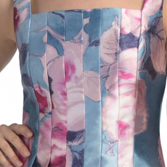 KAY UNGER Sleeveless Floral Mikado Tea-length Dress - Picture 3 of 4